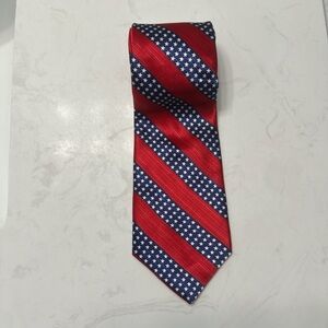American Traditions Red and Blue Star Patterned Tie # Made in USA